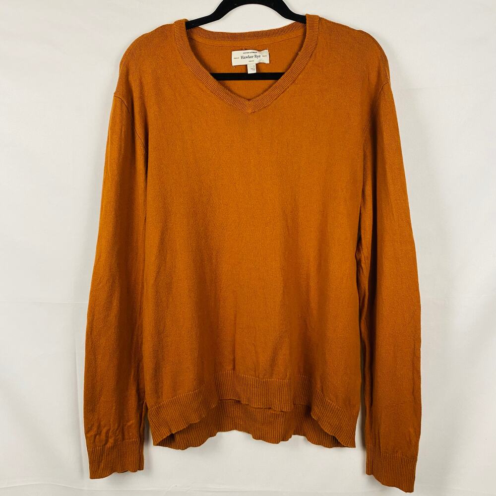 Hawker Rye Men's Orange V-Neck‎ Sweater Size Large